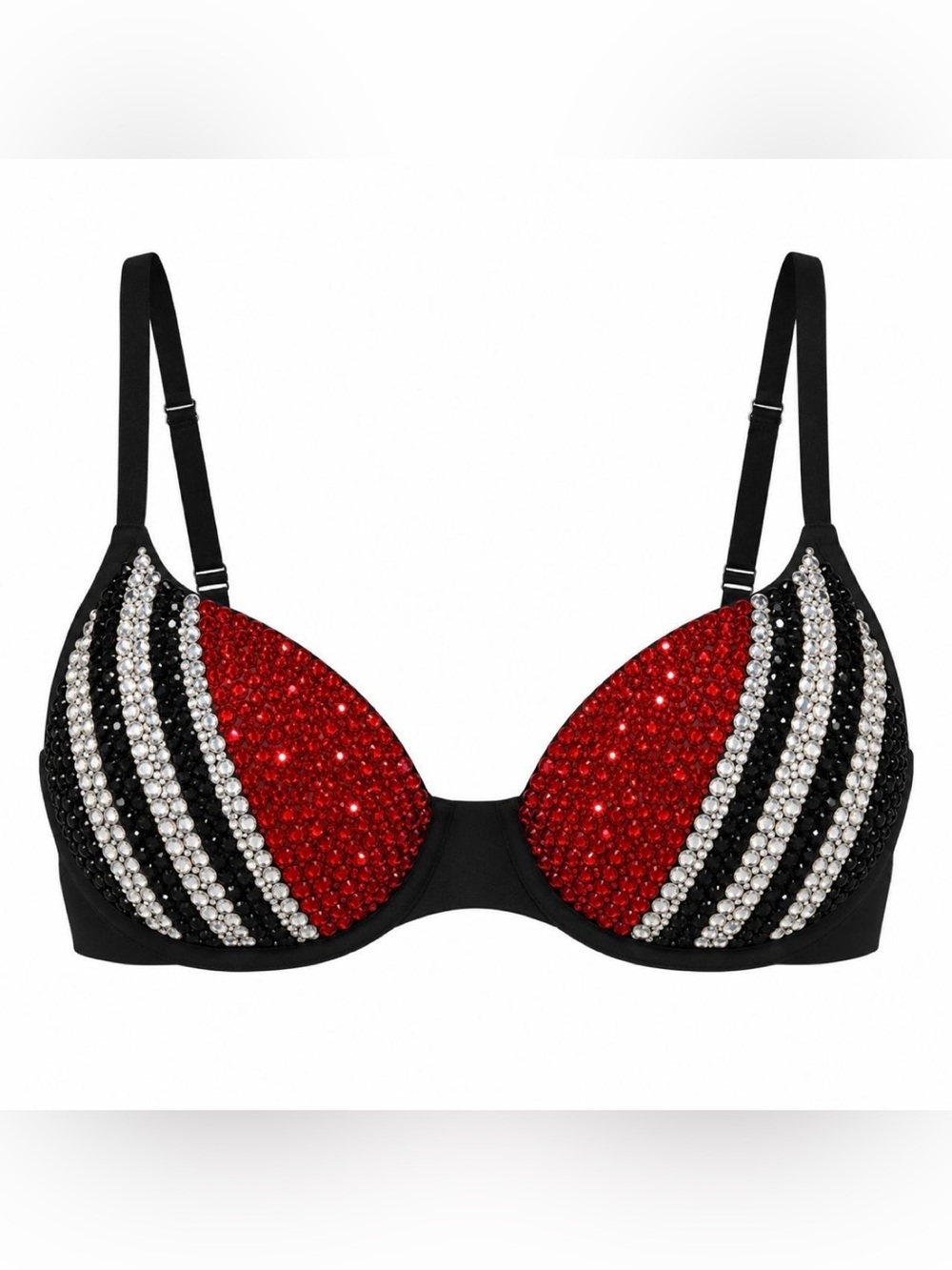 42DD Nikki Bella Style Crystal Design Rhinestone Glam Bling Bra Top New